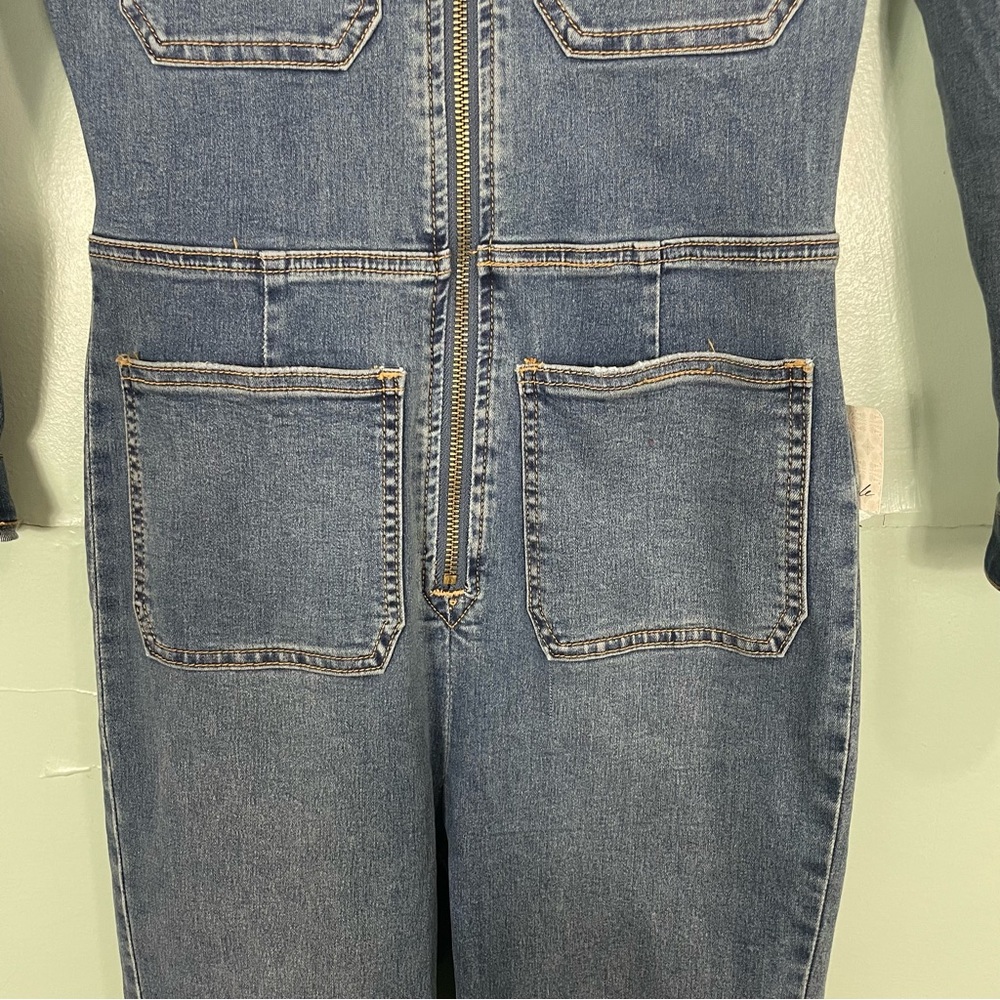 Free People Lennox Jumpsuit Coveralls Denim Jumpsuit One Piece Blue‎ Women Small - Picture 5 of 11